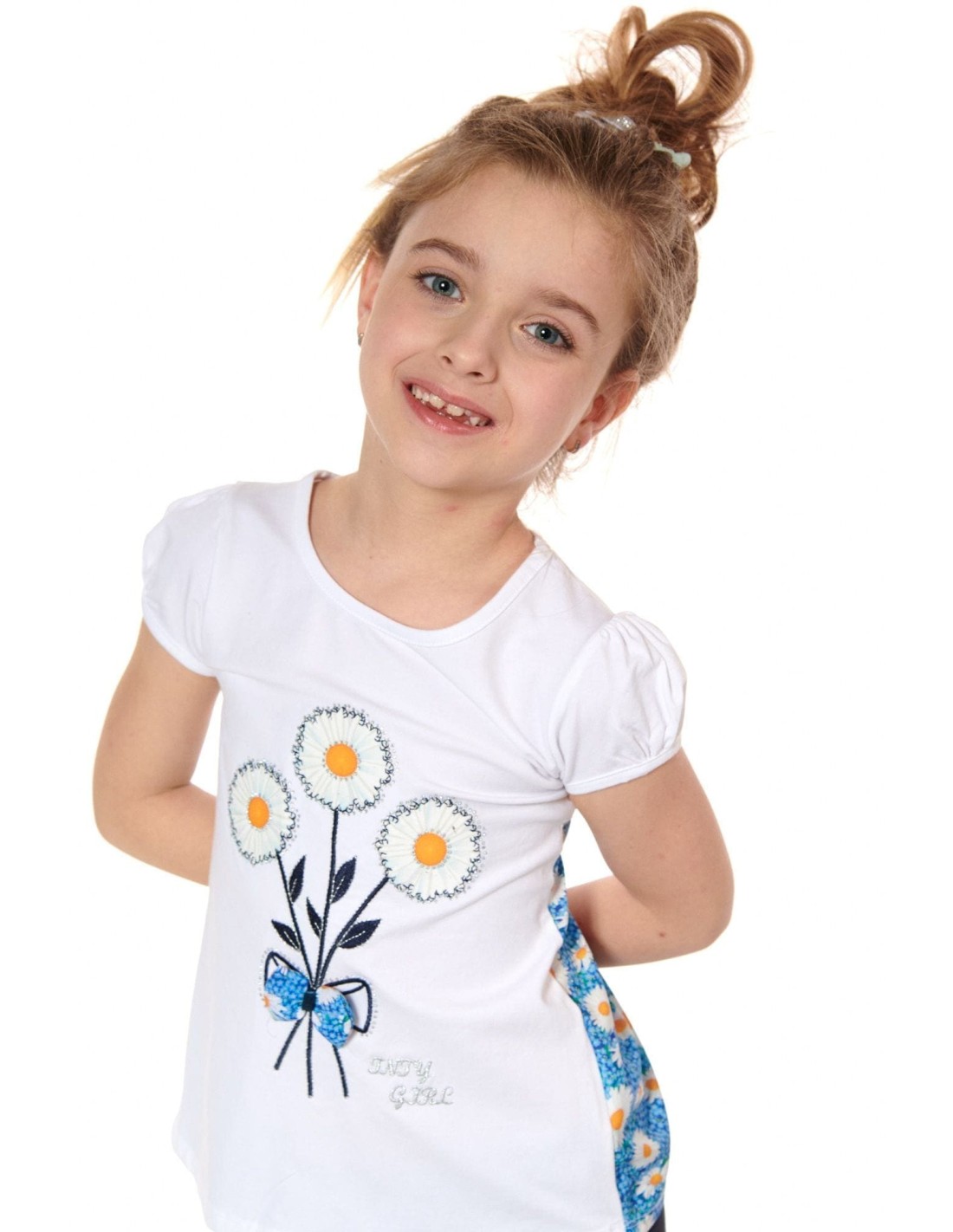 Bluza fetita cu flori, alba NDZ8157 - Magazin online - Boutique